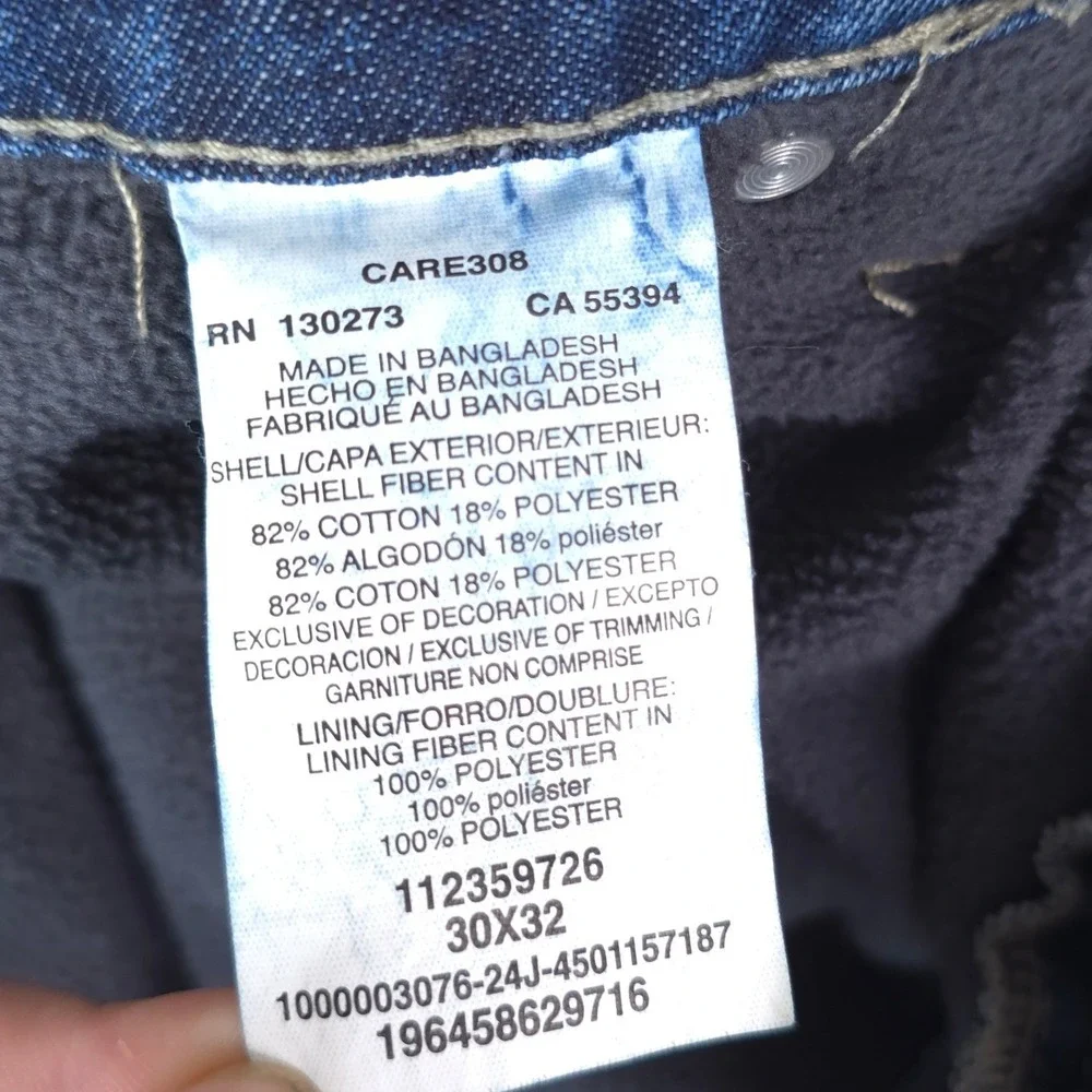 Wrangler Fleece Lined Carpenter Jeans Mens 30x32 Blue Workwear Straight Leg